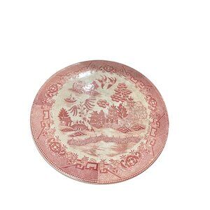 Moriyama Japan VTG red willow transfer 12" oriental serve decor dish SKU 9897